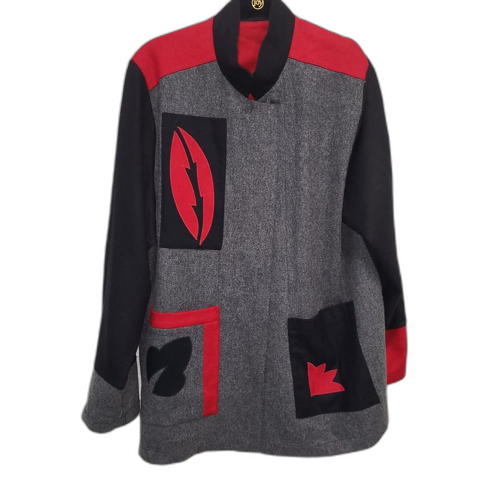 Beppa Vintage Wool Women's Gray and Red Blazer